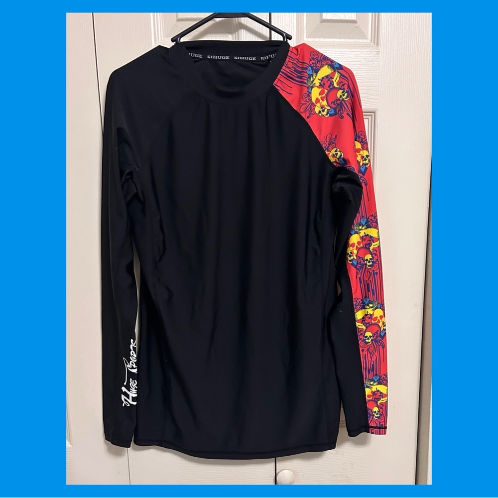 Men's Long Sleeve Graphic Tee - Black and Red
